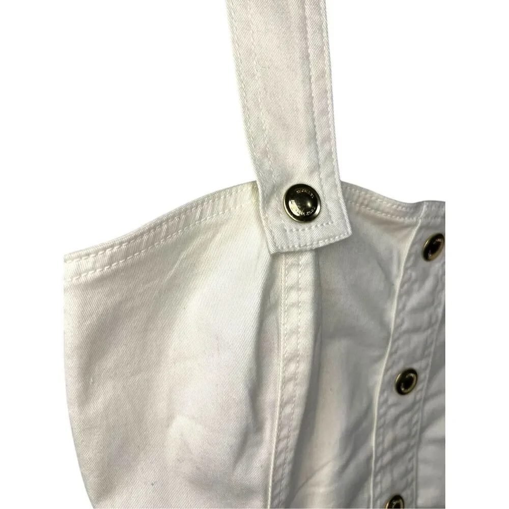 Michael Kors‎ Women’s Small Denim Crop Top Cream Button Front